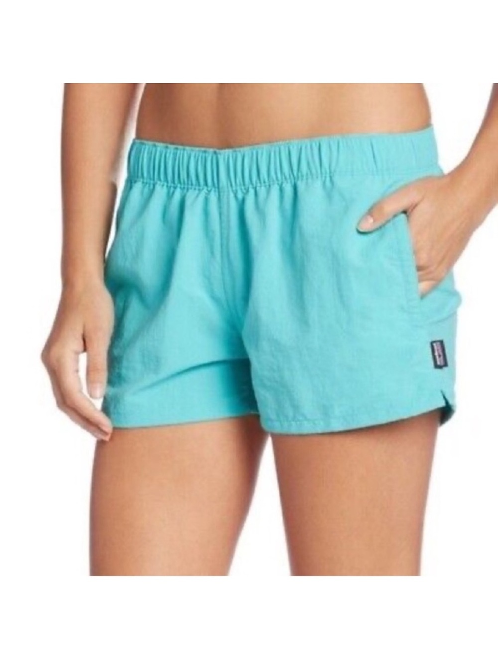Patagonia Women's Barely Baggies shorts in teal size S